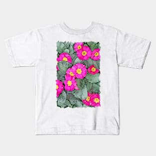 Pink Primula Primrose Flower Design Kids T-Shirt